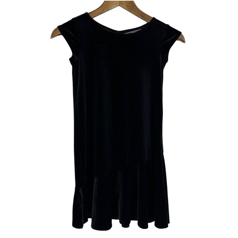 Lands' End Velvet Sleeveless Asymmetrical Ruffle‎ Hem Dress Girls Size S (7-8)